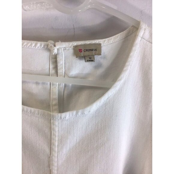 Cremieux Womens Denim Dress 12 White Stretchy Clean Rock Western Minimalist Chic - Picture 3 of 5